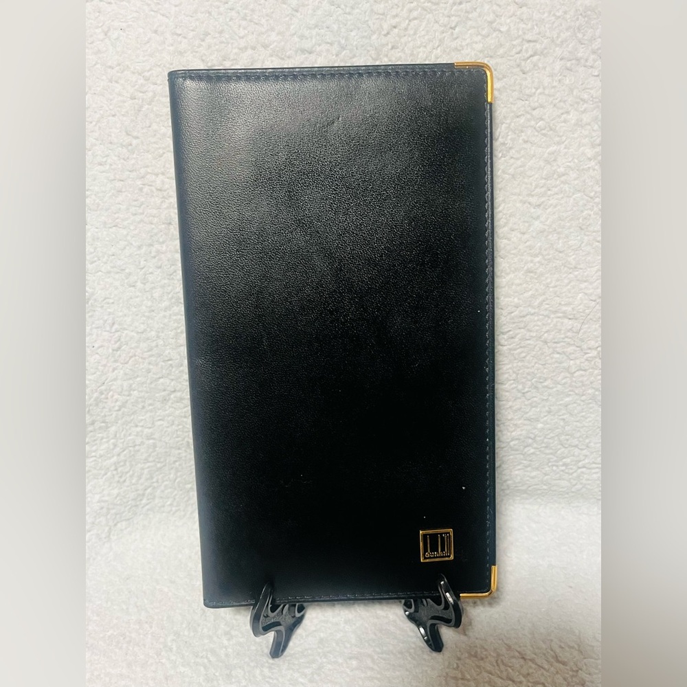 Dunhill Black Leather Checkbook/Wallet